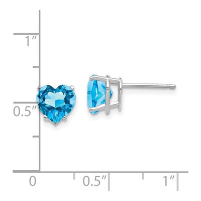 14K White Gold 7mm Swiss Blue Topaz Heart Stud Earrings – view 4