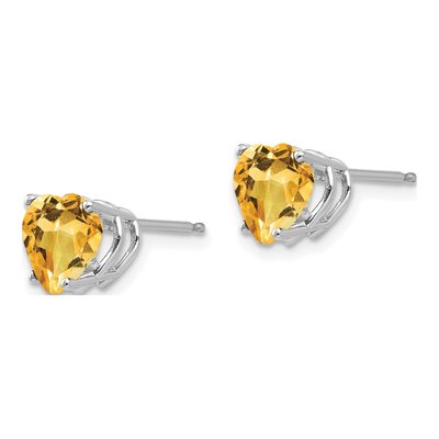 14K White Gold 7mm Citrine Heart Stud Earrings – view 2