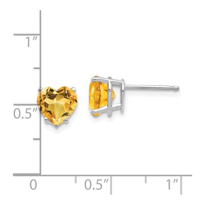 14K White Gold 7mm Citrine Heart Stud Earrings – view 4