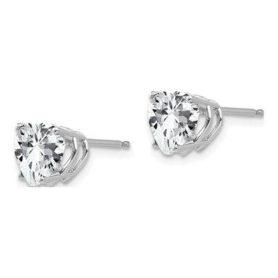 14K White Gold 7mm CZ Heart Stud Earrings – view 2