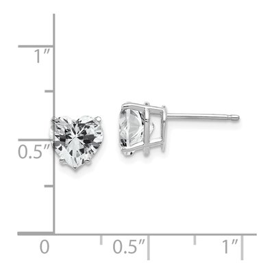 14K White Gold 7mm CZ Heart Stud Earrings – view 4