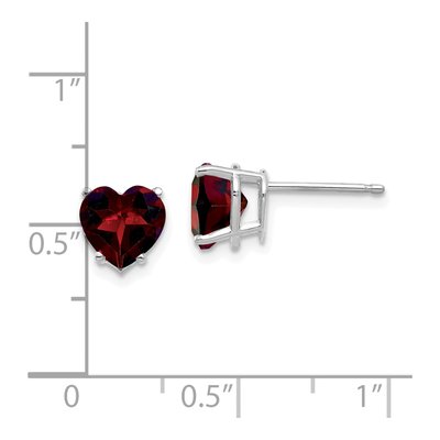 14K White Gold 7mm Garnet Heart Stud Earrings – view 5