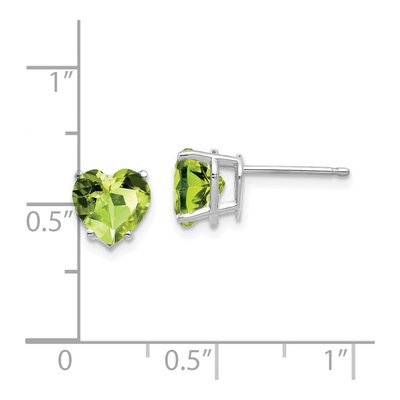 14K White Gold 7mm Peridot Heart Stud Earrings – view 5