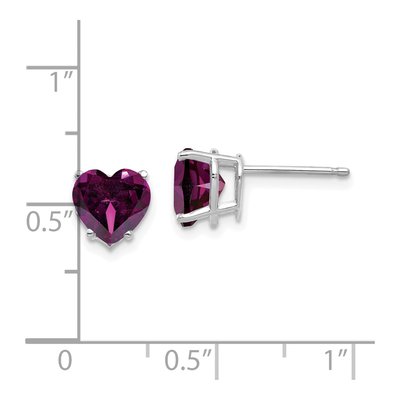 14K White Gold 7mm Rhodolite Garnet Heart Stud Earrings – view 4