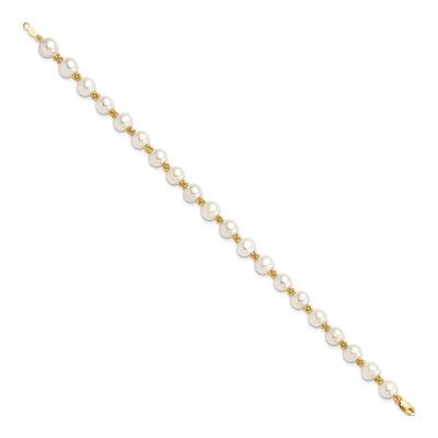 14K Yellow Gold Freshwater Cultured Pearl Round Bracelet – view 2