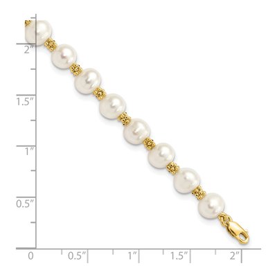 14K Yellow Gold Freshwater Cultured Pearl Round Bracelet – view 3
