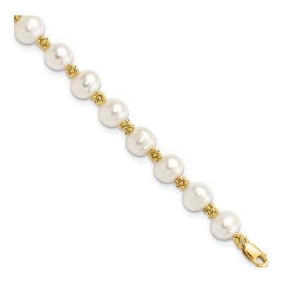 14K Yellow Gold Freshwater Cultured Pearl Round Bracelet