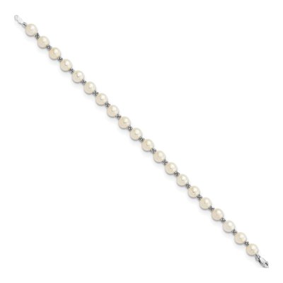 14K White Gold Freshwater Cultured Pearl Semi-Round Bracelet – view 2