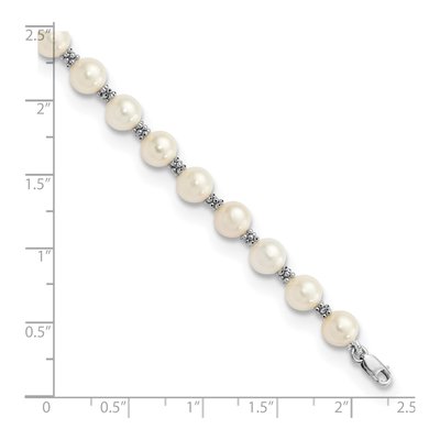 14K White Gold Freshwater Cultured Pearl Semi-Round Bracelet – view 3