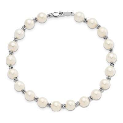 14K White Gold Freshwater Cultured Pearl Semi-Round Bracelet – view 4