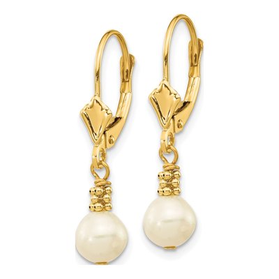 14K Yellow Gold Freshwater Cultured Pearl Leverback Earrings – view 2