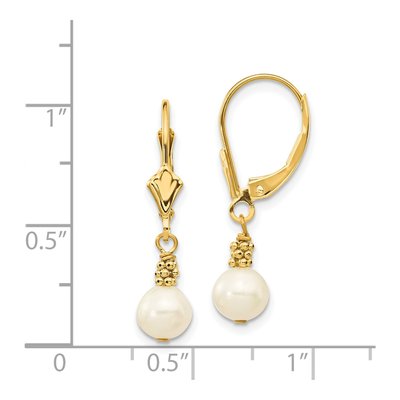 14K Yellow Gold Freshwater Cultured Pearl Leverback Earrings – view 4