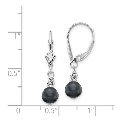 14K White Gold Black Freshwater Pearl Dangle Earrings – view 4