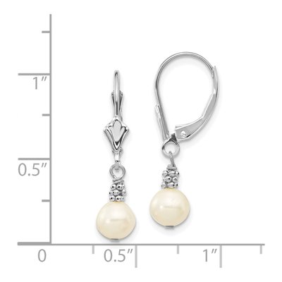 14K White Gold Freshwater Cultured Pearl Leverback Earrings – view 5