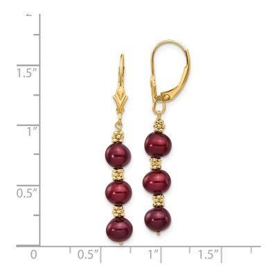 14K Yellow Gold Brown Freshwater Cultured Pearl Leverback Earrings – view 4
