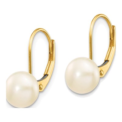 14K Yellow Gold Freshwater Cultured Pearl Leverback Earrings – view 2
