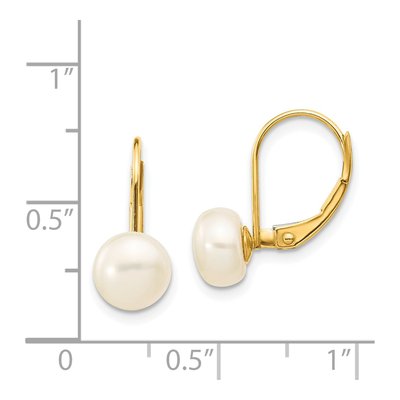 14K Yellow Gold Freshwater Cultured Pearl Leverback Earrings – view 4