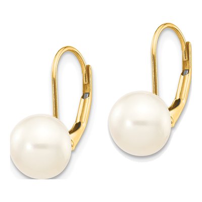 14K Yellow Gold Freshwater Cultured Pearl Leverback Earrings – view 2