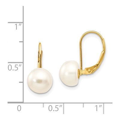 14K Yellow Gold Freshwater Cultured Pearl Leverback Earrings – view 4
