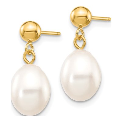 14K Yellow Gold Freshwater Cultured Pearl Dangle Earrings – view 3