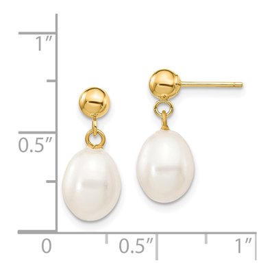 14K Yellow Gold Freshwater Cultured Pearl Dangle Earrings – view 5
