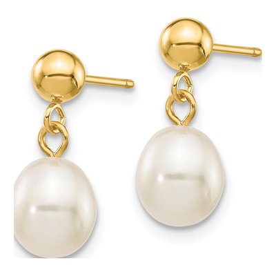 14K Yellow Gold Freshwater Cultured Pearl Dangle Earrings – view 2