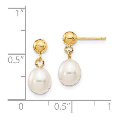 14K Yellow Gold Freshwater Cultured Pearl Dangle Earrings – view 4