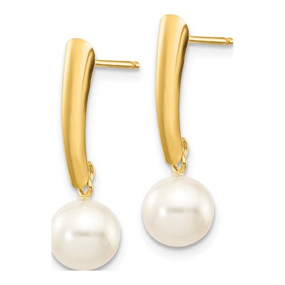 14K Yellow Gold Freshwater Cultured Pearl Dangle Earrings – view 3