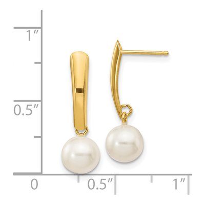 14K Yellow Gold Freshwater Cultured Pearl Dangle Earrings – view 5