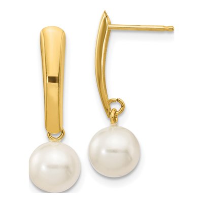 14K Yellow Gold Freshwater Cultured Pearl Dangle Earrings