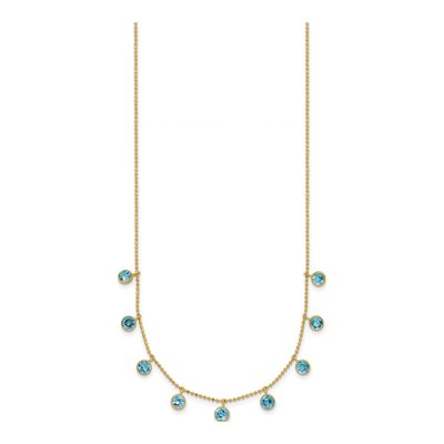 14K Yellow Gold Swiss Blue Topaz Dangle Necklace – view 3