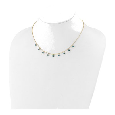 14K Yellow Gold Swiss Blue Topaz Dangle Necklace – view 5