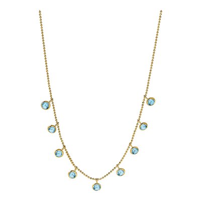 14K Yellow Gold Swiss Blue Topaz Dangle Necklace – view 7