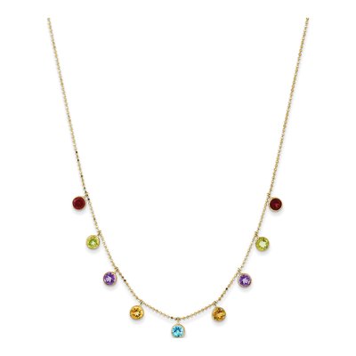 14K Yellow Gold Amethyst & Citrine Multi-Gemstone Necklace