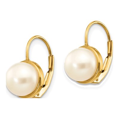 14K Yellow Gold Freshwater Cultured Pearl Leverback Earrings – view 2