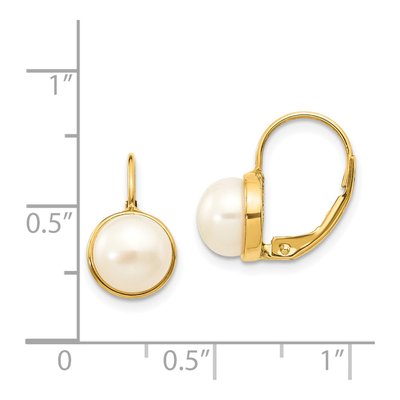 14K Yellow Gold Freshwater Cultured Pearl Leverback Earrings – view 4