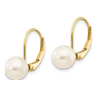 14K Yellow Gold Freshwater Cultured Pearl Leverback Earrings – view 2