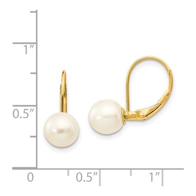 14K Yellow Gold Freshwater Cultured Pearl Leverback Earrings – view 4