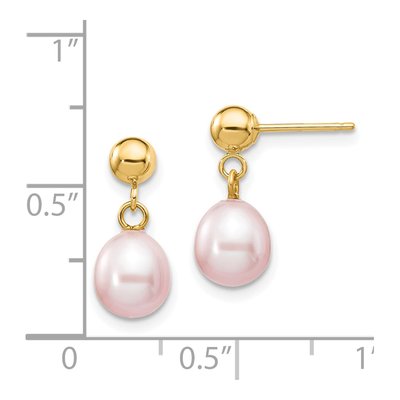 14K Yellow Gold Purple Freshwater Cultured Pearl Dangle Earrings – view 5
