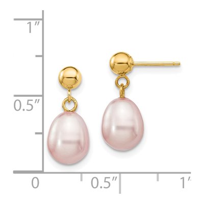 14K Yellow Gold Purple Freshwater Cultured Pearl Dangle Earrings – view 5