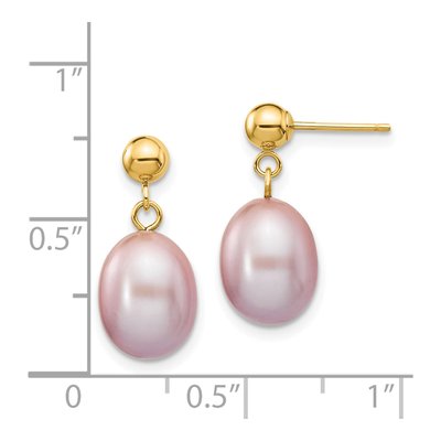14K Yellow Gold Purple Freshwater Cultured Pearl Dangle Earrings – view 4