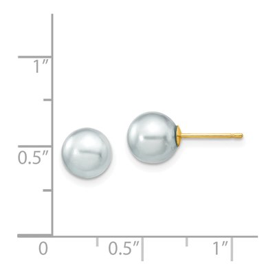14K Yellow Gold Round Grey Akoya Cultured Pearl Stud Earrings – view 4