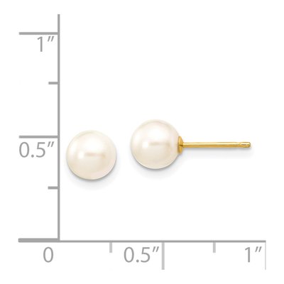 14K Yellow Gold Round Akoya Cultured Pearl Stud Earrings – view 5