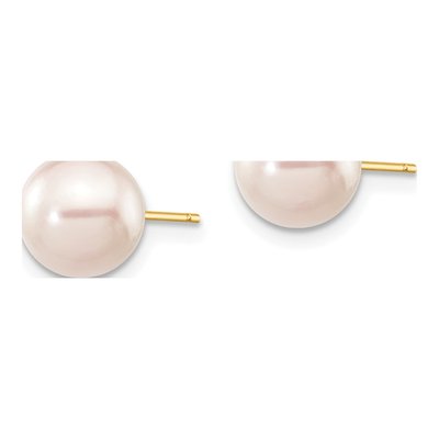 14K Yellow Gold Round Akoya Cultured Pearl Stud Earrings – view 3