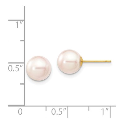 14K Yellow Gold Round Akoya Cultured Pearl Stud Earrings – view 5