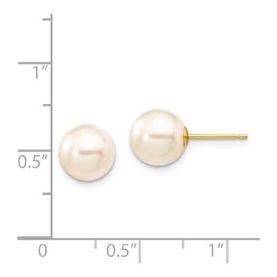 14K Yellow Gold Round Akoya Cultured Pearl Stud Earrings – view 5