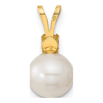 14K Gold Freshwater Pearl & Ruby Earring & Pendant Set – view 4
