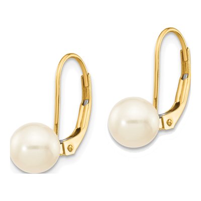 14K Yellow Gold Freshwater Cultured Pearl Leverback Earrings – view 3