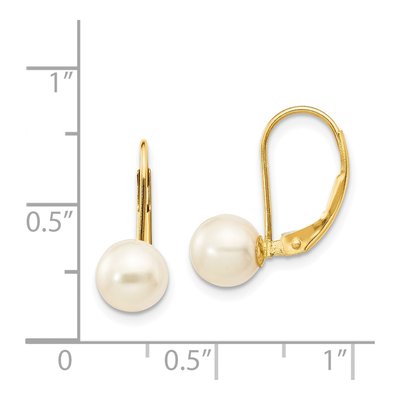 14K Yellow Gold Freshwater Cultured Pearl Leverback Earrings – view 5