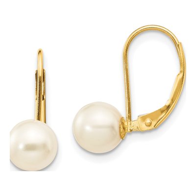 14K Yellow Gold Freshwater Cultured Pearl Leverback Earrings